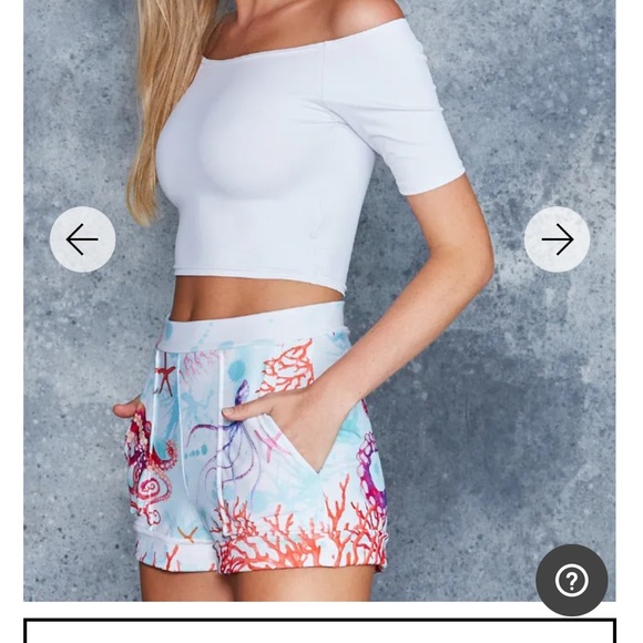 OCTOPUS'S GARDEN WHITE CUFFED SHORTS - LIMITED - Picture 2 of 10